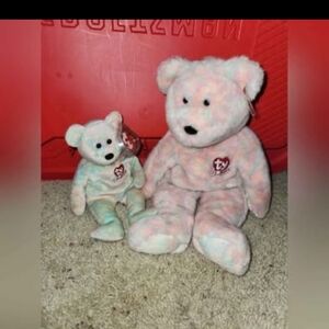 Ty Pastel Tie-Dye Beanie Bears - Pink, Blue & Green